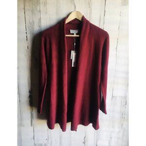 NWT Cashmere Box by In Cashmere Cardigan XS Currant Dark Red Berry Open Front